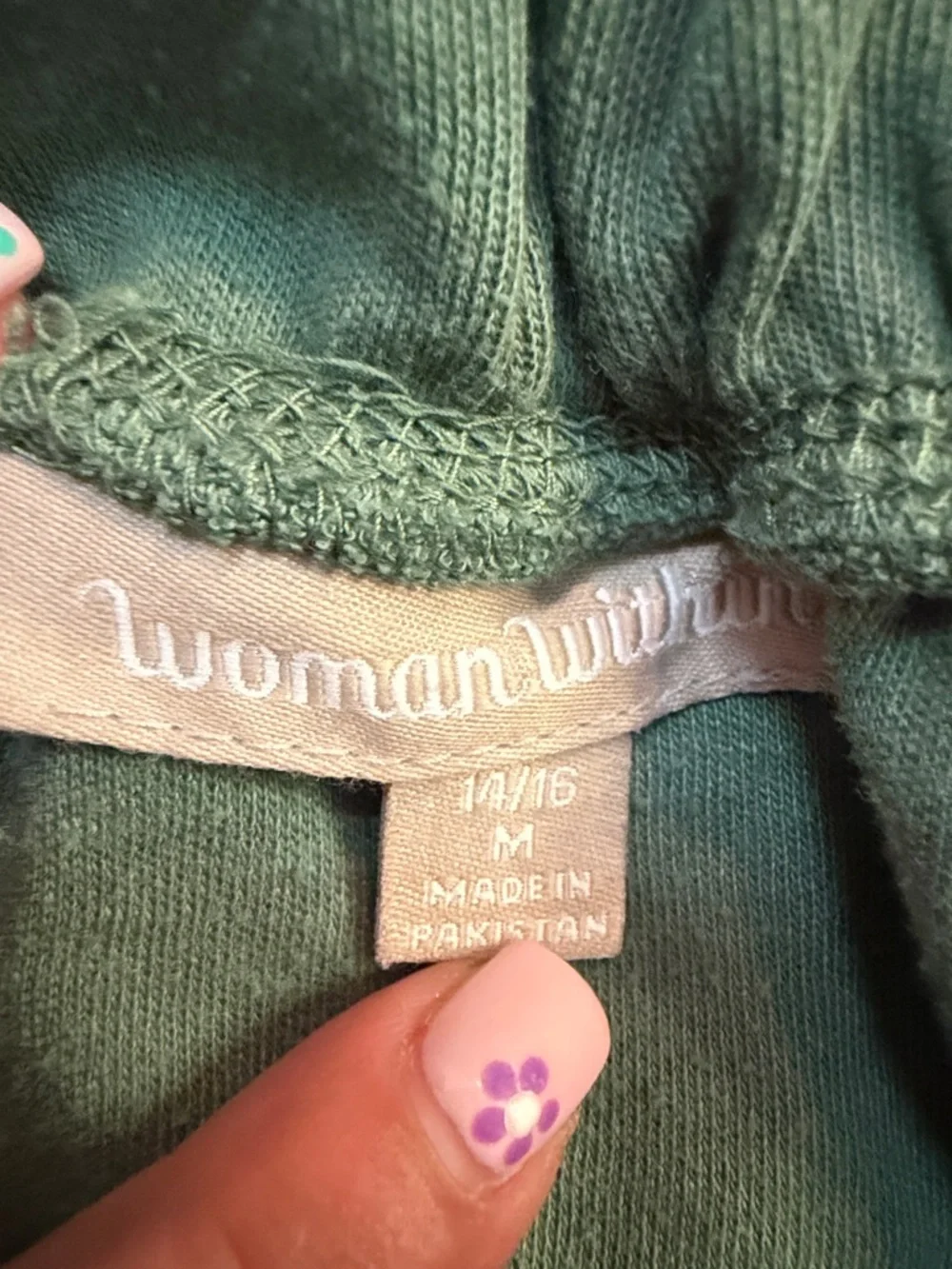 Woman Within Olive Green Pull on Knit Cargo Pants. Sz M